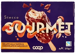 COOP STECCO GOURMET - GELATO ALLA VANIGLIA, CIOCCOLATO E CARAMELLO CON NOCI MACADAMIA COOP STECCO GOURMET - GELATO ALLA VANIGLIA, CIOCCOLATO E CARAMELLO CON NOCI MACADAMIA