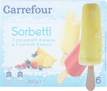 CARREFOUR SORBETTI -3 CON PEZZETTI DI ANANAS E 3 CON FRUTTI DI BOSCO (GUSTO ANANAS) CARREFOUR SORBETTI -3 CON PEZZETTI DI ANANAS E 3 CON FRUTTI DI BOSCO (GUSTO ANANAS)