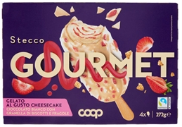 COOP STECCO GOURMET - GELATO AL GUSTO CHEESECAKE CIOCCOLATO BIANCO CON GRANELLA DI BISCOTTI E FRAGOLA COOP STECCO GOURMET - GELATO AL GUSTO CHEESECAKE CIOCCOLATO BIANCO CON GRANELLA DI BISCOTTI E FRAGOLA