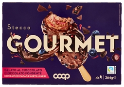 COOP STECCO GOURMET - GELATO AL CIOCCOLATO FONDENTE CON FAVE DI CACAO E MIRTILLI NERI