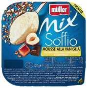 MÜLLER MIX SOFFIO MOUSSE ALLA VANIGLIA PIÙ NOCCIOLE CON CIOCCOLATO E CARAMELLO