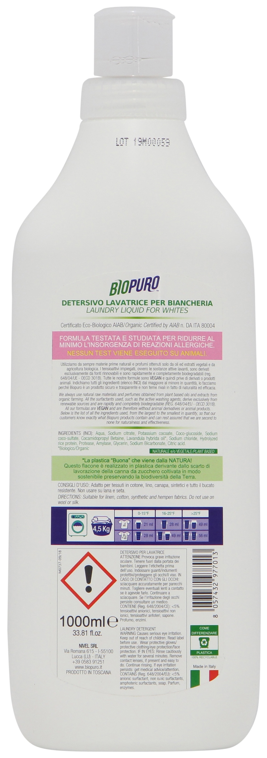 BIOPURO LAVATRICE BIOLOGICO