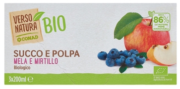 VERSO NATURA BIO (CONAD) SUCCO E POLPA DI MELA MIRTILLO BIOLOGICO