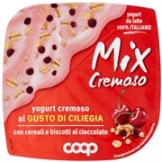 COOP MIX CREMOSO YOGURT CREMOSO AL GUSTO DI CILIEGIA CON CEREALI E BISCOTTI AL CIOCCOLATO