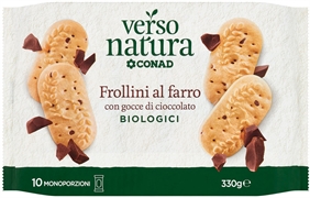 CONAD VERSO NATURA BIO FROLLINI AL FARRO CON GOCCE DI CIOCCOLATO BIOLOGICI
