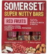 SOMERSET SUPER NUTTY BARS RED FRUITS CON MIRTILLI ROSSI, MANDORLE INTERE, PISTACCHI E COCCO