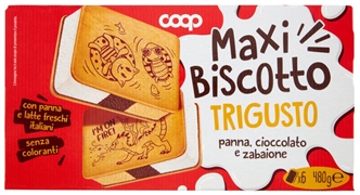COOP MAXI BISCOTTO TRIGUSTO PANNA, CIOCCOLATO E ZABAIONE