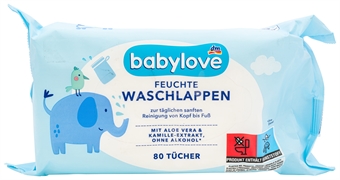 BABYLOVE (DM) Salviettine umidificate con aloe vera ed estratto di camomilla